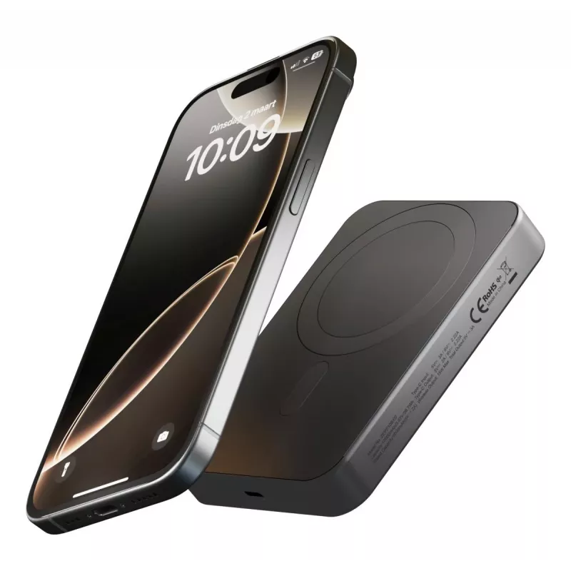 ZENS powerbank slank Qi2 Al 10000mAh zwart