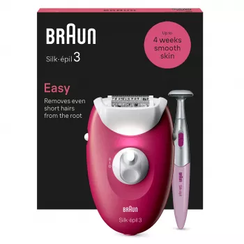 Epilator Braun Silk-épil 3 SE3-202, 20 pincetten, netvoeding, berry