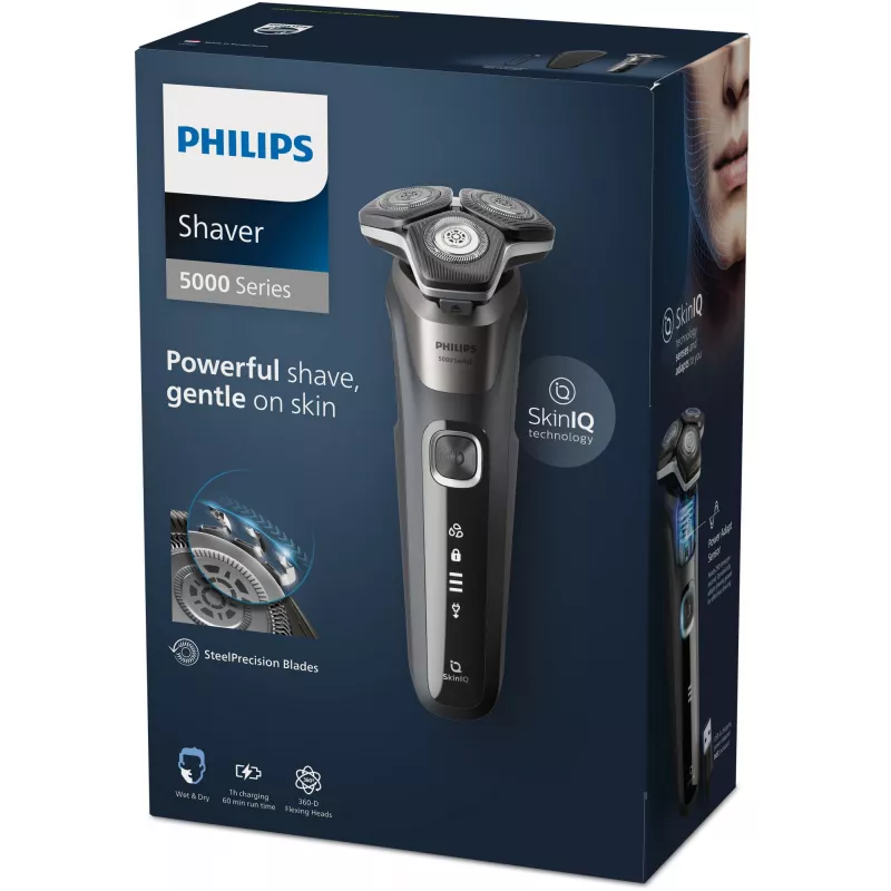 Philips SHAVER Series 5000 S5887/30 herenscheerapparaat, rotatiescheerapparaat, zwart, grijs