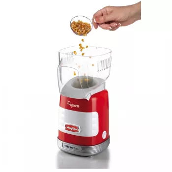 Ariete 2956, Pop Corn Party Time, popcornmachine, verandert 60 g mais in 2 minuten met hete lucht in popcorn, vetvrij, 1000 watt, rood