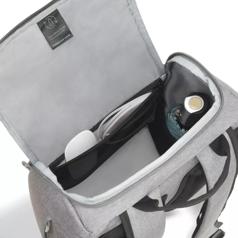 DICOTA backpack Eco Motion – 13-15,6 inch notebookrugzak – lichtgrijs / 600d Rpe polyester