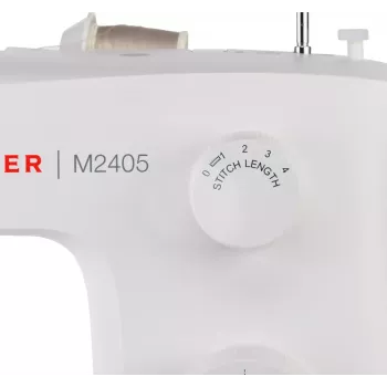 SINGER M2405 halfautomatische naaimachine — mechanisch, 11 programma's, 8 stekenpatronen, 70W, wit