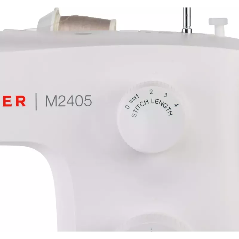 SINGER M2405 halfautomatische naaimachine — mechanisch, 11 programma's, 8 stekenpatronen, 70W, wit