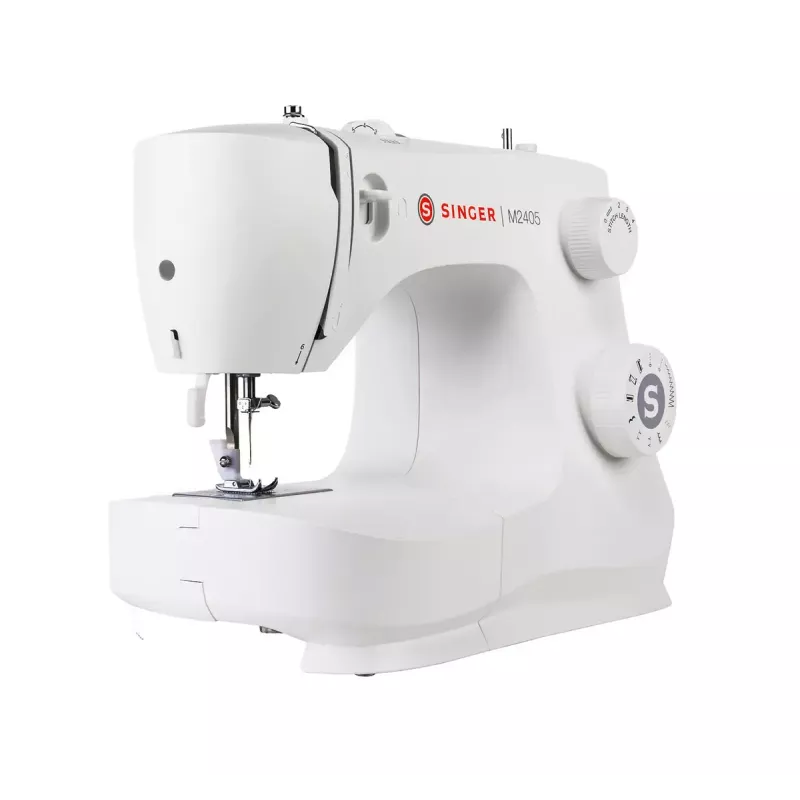 SINGER M2405 halfautomatische naaimachine — mechanisch, 11 programma's, 8 stekenpatronen, 70W, wit