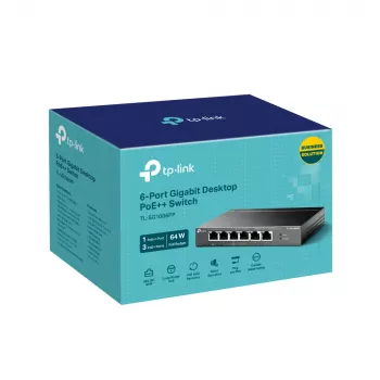 TP-Link 6-poorts Gigabit desktop switch met 3-poorts PoE+ en 1-poorts PoE++