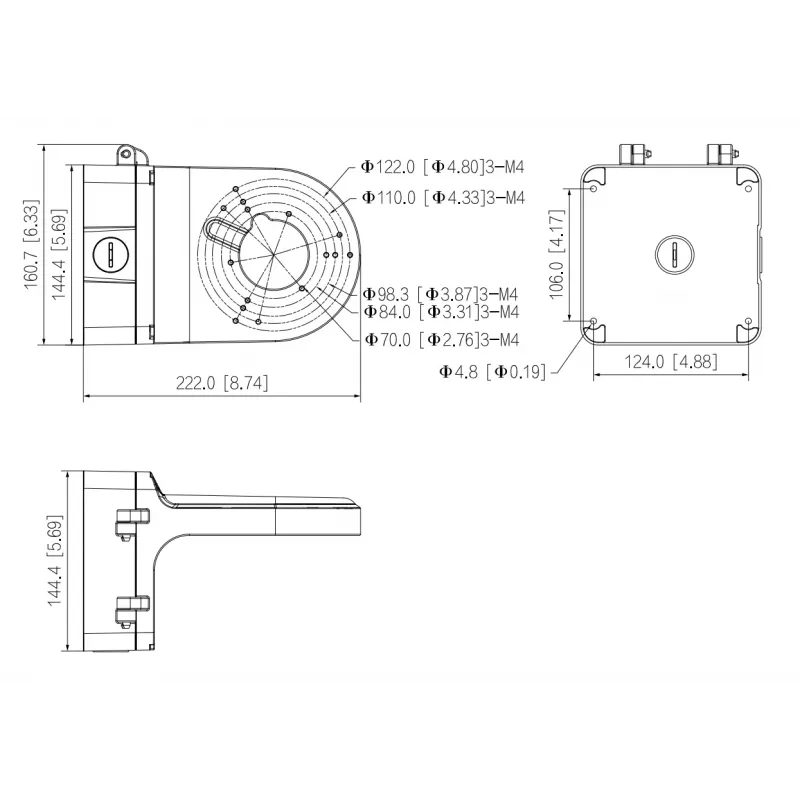 Mast Dahua Technology DH-PFB206W universeel wit 3/4 inch schroefdraad