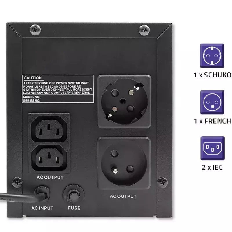 Qoltec UPS 53776 line-interactive 1,5 kVA 900 W 4 AC-uitgangen