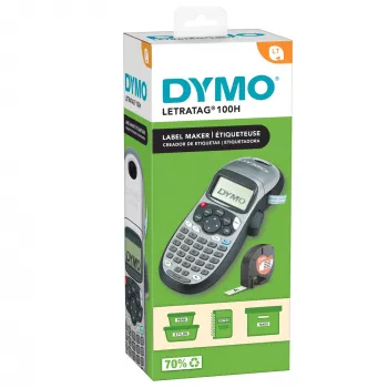 DYMO LetraTag LT-100H draagbare labelprinter | ABC-toetsenbord labelprinter met gebruiksvriendelijk 13-tekens lcd-scherm | voor thuis of kantoor | zilver