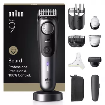 Braun BeardTrimmer 9 BT9560 baardtrimmer batterij 52 2 cm nat & droog zwart, zilver