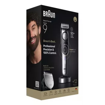 Braun BeardTrimmer 9 BT9560 baardtrimmer batterij 52 2 cm nat & droog zwart, zilver