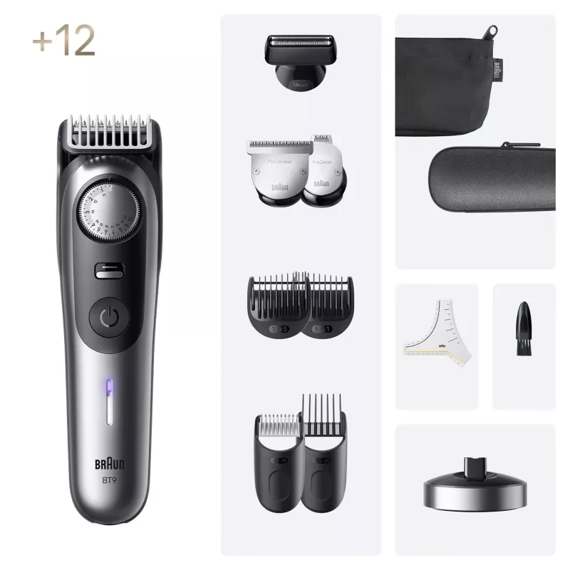 Braun BeardTrimmer 9 BT9560 baardtrimmer batterij 52 2 cm nat & droog zwart, zilver