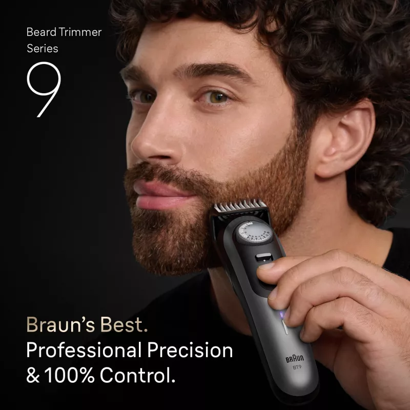 Braun BeardTrimmer 9 BT9560 baardtrimmer batterij 52 2 cm nat & droog zwart, zilver