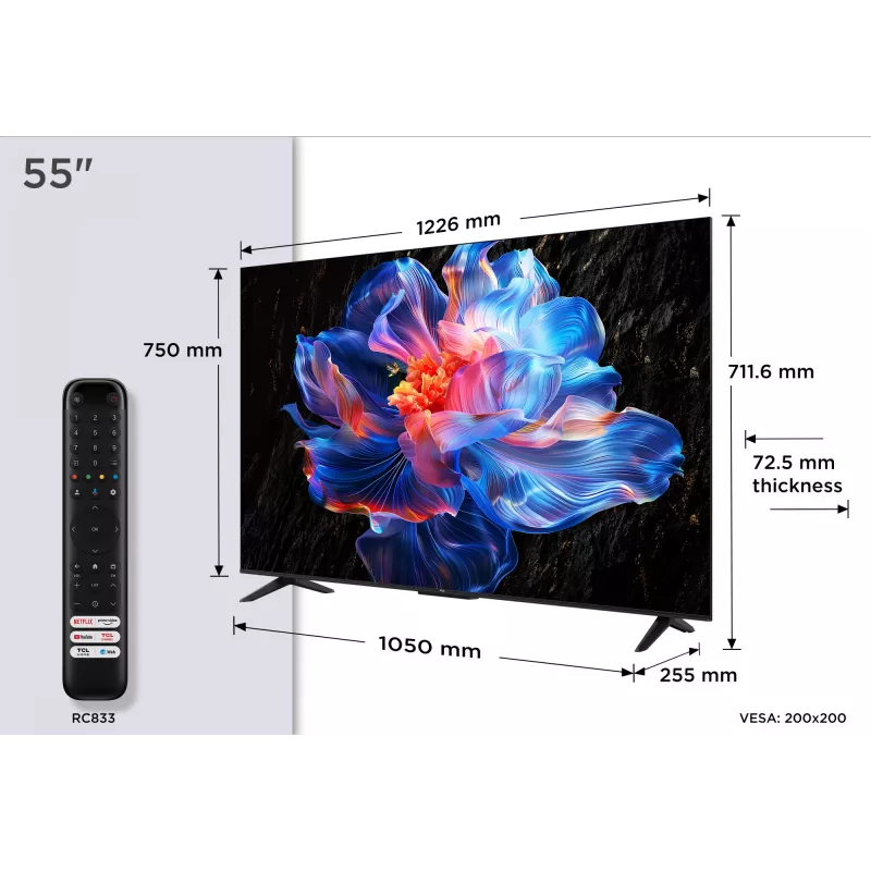 TCL 55P69K tv 139,7 cm (55 inch) 4K Ultra HD Smart TV Wi-Fi zwart