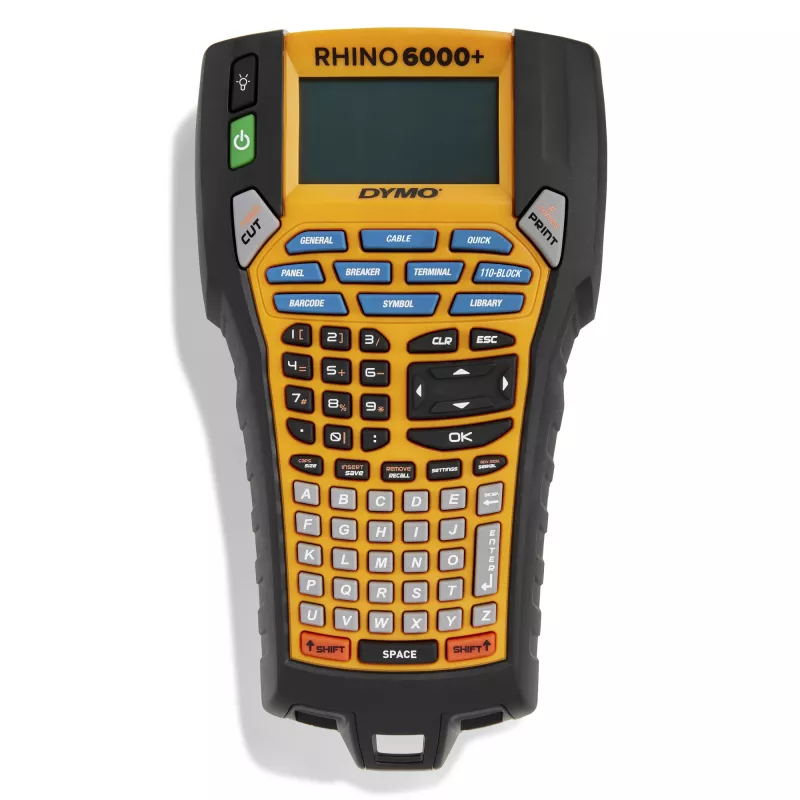 DYMO Rhino 6000+ industriële labelprinter | labelprinter met computerverbinding met harde koffer | inclusief 1 vinylbandcassette, 1 flexibele nylonbandcassette en oplaadbare lithium-ion-accu