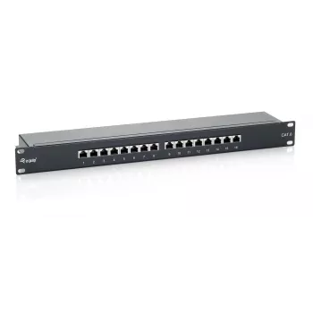 Equip 16-poorts Cat.6 afgeschermd patchpaneel, zwart, RJ-45, goud, Cat6, rackmontage, 1U, zwart