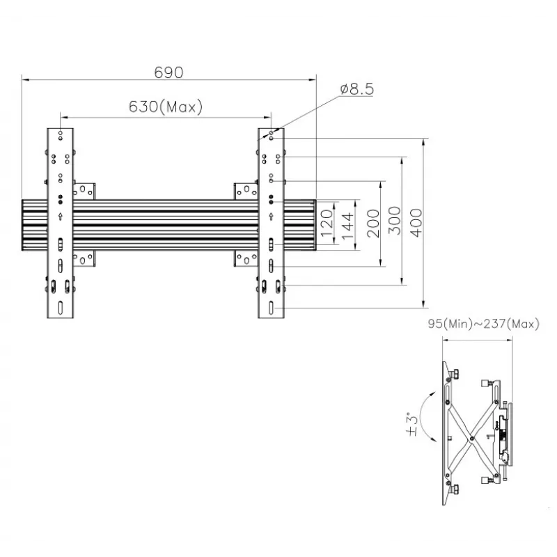 Equip 37 inch-65 inch modulaire push-in pop-out TV-wandhouder