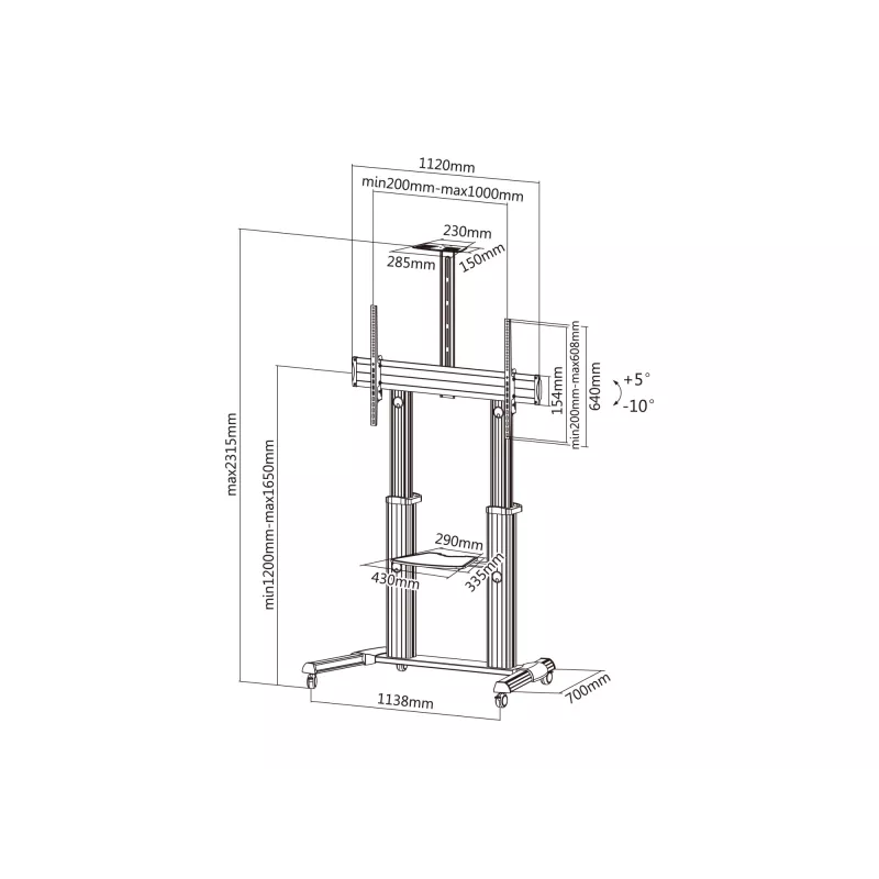 Equip 650605 60-100 inch ultragrote telescoop-display-LFD-wagen
