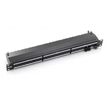 Equip 24-poorts Cat.6A afgeschermd patchpaneel, zwart, RJ-45, goud, Cat6a, rackmontage, 1U, zwart