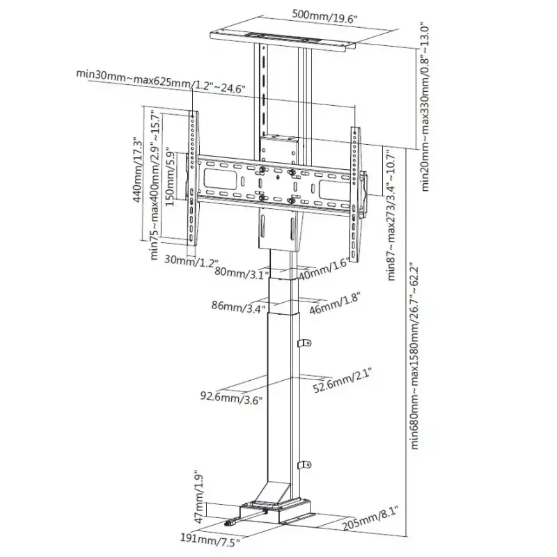 Gemotoriseerde afstandsbediening-TV-standaard Equip 37–65 inch