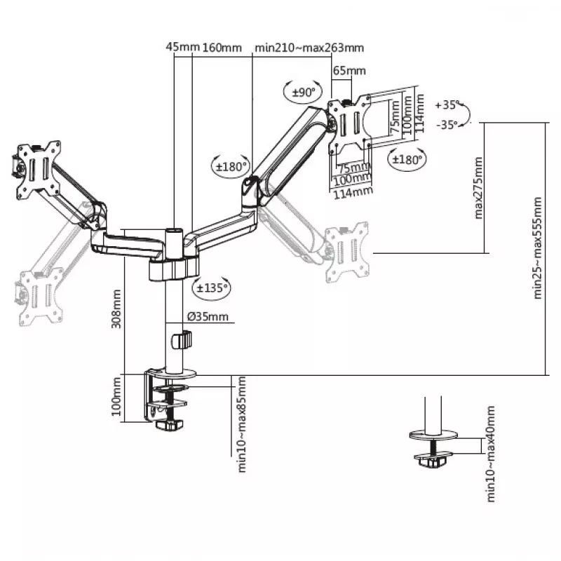 Equip 17 inch-32 inch dual monitor bureauhouder