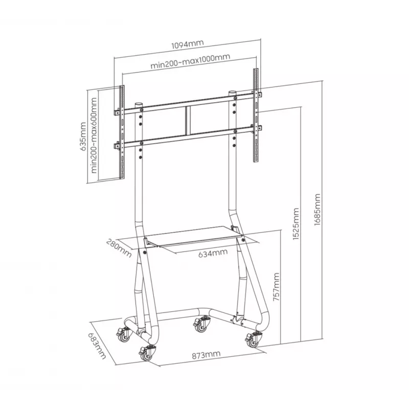 Equip 60 inch-105 inch hoogbelastbare TV-wagen