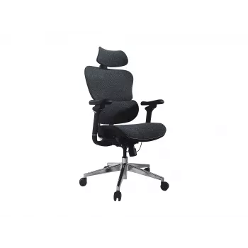 Equip ergonomische premium bureaustoel met hoofdsteun en armleuningen, blauw zwart