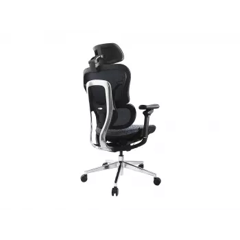 Equip ergonomische premium bureaustoel met hoofdsteun en armleuningen, blauw zwart