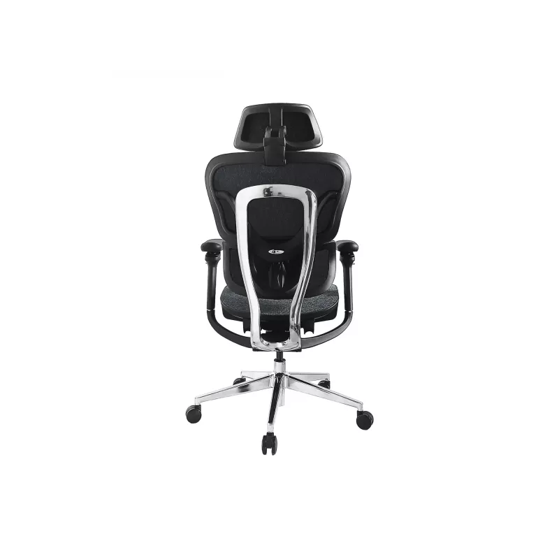 Equip ergonomische premium bureaustoel met hoofdsteun en armleuningen, blauw zwart