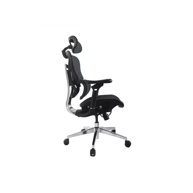 Equip ergonomische premium bureaustoel met hoofdsteun en armleuningen, blauw zwart
