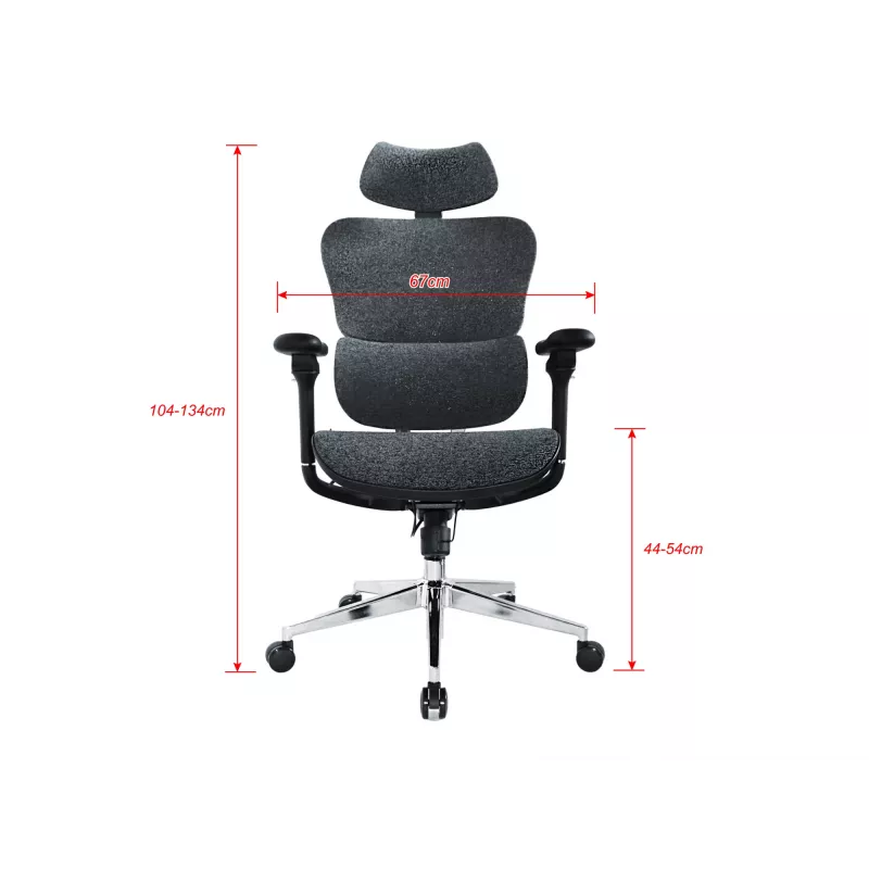 Equip ergonomische premium bureaustoel met hoofdsteun en armleuningen, blauw zwart
