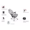 Equip ergonomische premium bureaustoel met hoofdsteun en armleuningen, blauw zwart