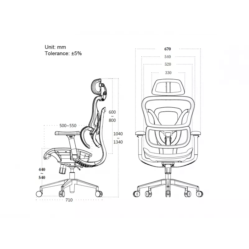 Equip ergonomische premium bureaustoel met hoofdsteun en armleuningen, blauw zwart