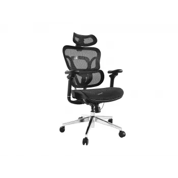 Equip ergonomische premium bureaustoel met hoofdsteun en armleuningen, zwart