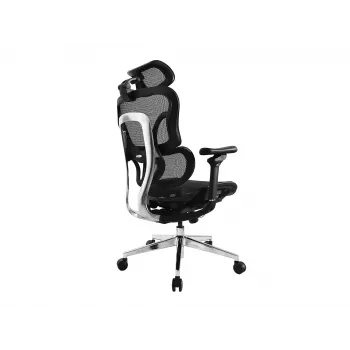 Equip ergonomische premium bureaustoel met hoofdsteun en armleuningen, zwart