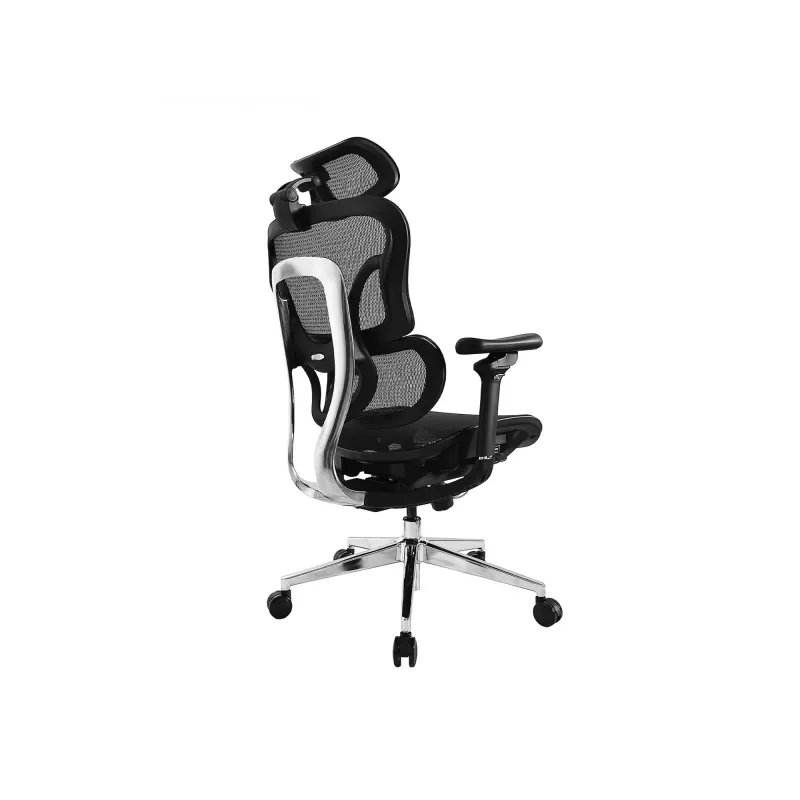 Equip ergonomische premium bureaustoel met hoofdsteun en armleuningen, zwart