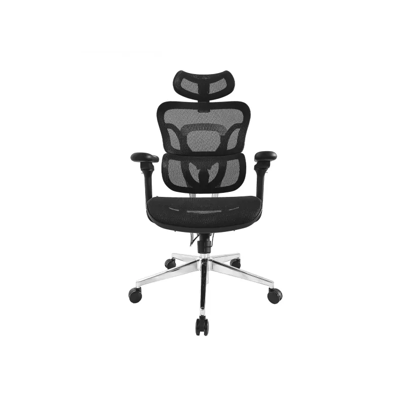 Equip ergonomische premium bureaustoel met hoofdsteun en armleuningen, zwart