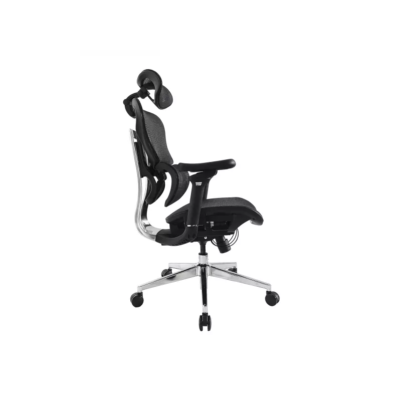 Equip ergonomische premium bureaustoel met hoofdsteun en armleuningen, zwart