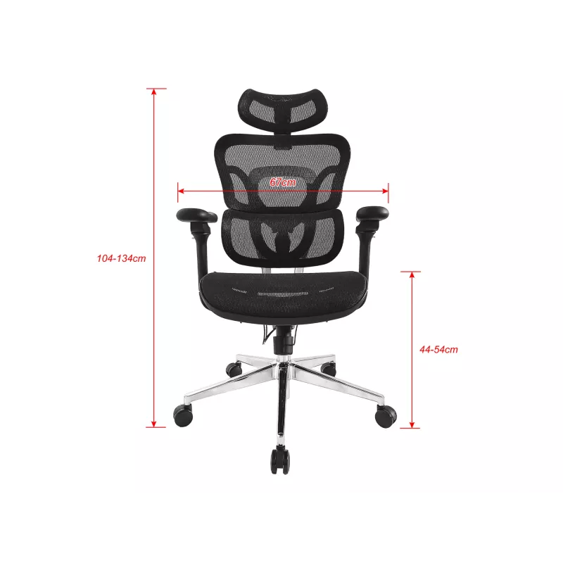 Equip ergonomische premium bureaustoel met hoofdsteun en armleuningen, zwart