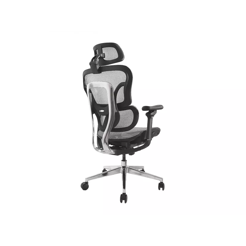 Equip ergonomische premium bureaustoel met hoofdsteun en armleuningen, grijs