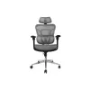 Equip ergonomische premium bureaustoel met hoofdsteun en armleuningen, grijs