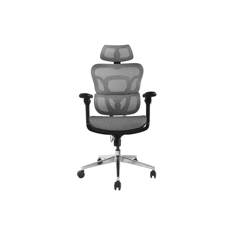 Equip ergonomische premium bureaustoel met hoofdsteun en armleuningen, grijs