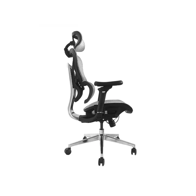Equip ergonomische premium bureaustoel met hoofdsteun en armleuningen, grijs
