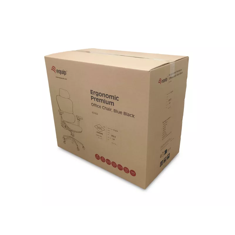 Equip ergonomische premium bureaustoel met hoofdsteun en armleuningen, grijs