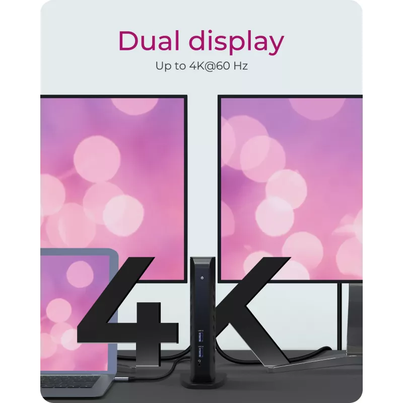 ICY BOX IB-DK2252AC bekabeld USB 3.2 Gen 1 (3.1 Gen 1) Type-C zwart