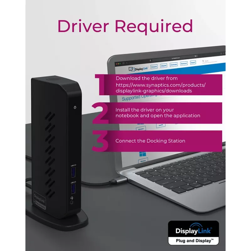 ICY BOX IB-DK2252AC bekabeld USB 3.2 Gen 1 (3.1 Gen 1) Type-C zwart