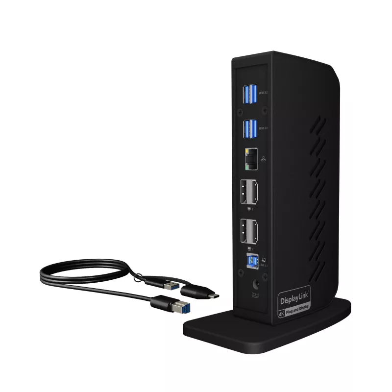 ICY BOX IB-DK2252AC bekabeld USB 3.2 Gen 1 (3.1 Gen 1) Type-C zwart