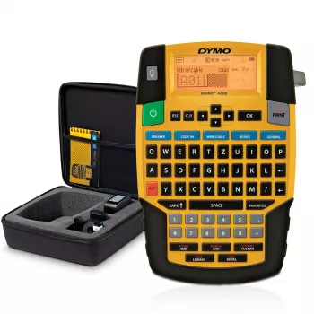 DYMO RHINO 4200 industrieel labelapparaat-set met koffer | QWERTZ-toetsenbord & tijdbesparende sneltoetsen | robuuste labelprinter voor bouwplaatsen en veeleisende labeltaken