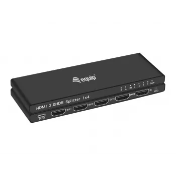 Equip ultra slanke 4-poorts HDMI 2.0 splitter, HDMI, 4x HDMI, 3840 x 2160 pixel, zwart, aluminium, 4K Ultra HD