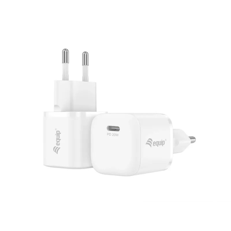 Equip 1-poorts 20W USB-C PD-oplader, 25 stuks/pack., binnen, AC, 12 V, wit