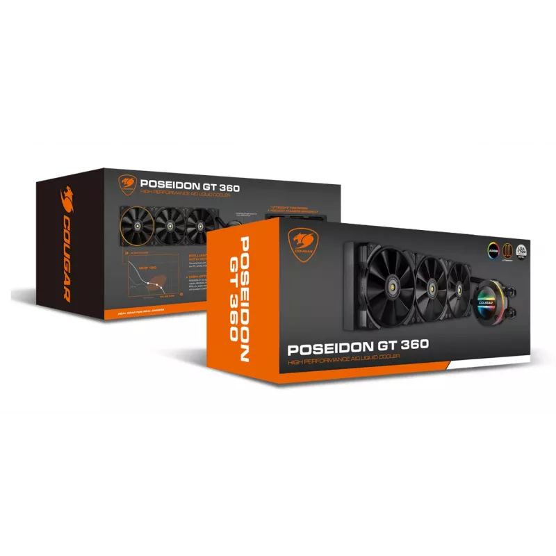 COUGAR CPU-waterkoeling Poseidon-GT 360, ARGB, zwart, vloeistofkoelset, 12 cm, zwart